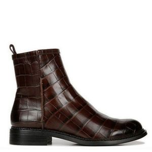 Franco Sarto Hixton Brown Leather Croc Embossed Boots